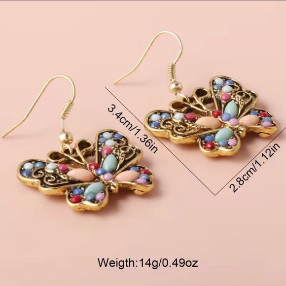 NEW … VINTAGE BUTTERFLY EARRINGS - Picture 4 of 6